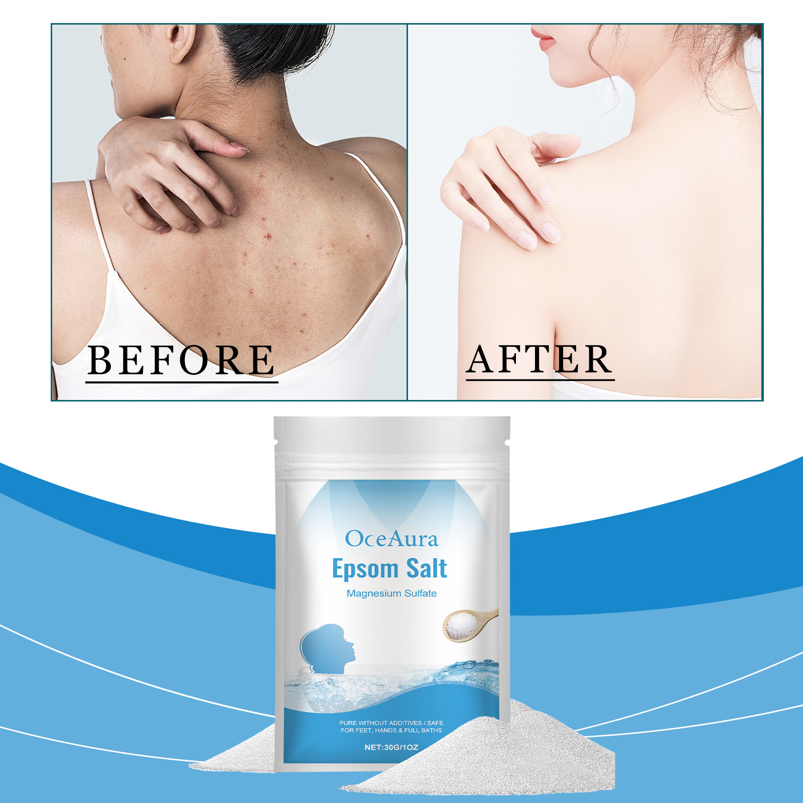 Bath Salts Magnesium - Epsom ملح المغنيسيوم كبريتات ترطيب التقشير